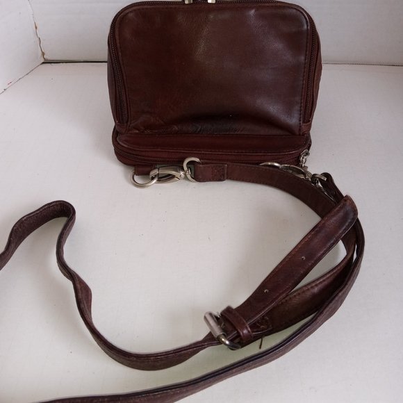 Vintage HOBO INTERNATIONAL Brown Leather Mini Crossbody Organizer Expandable - Picture 9 of 15
